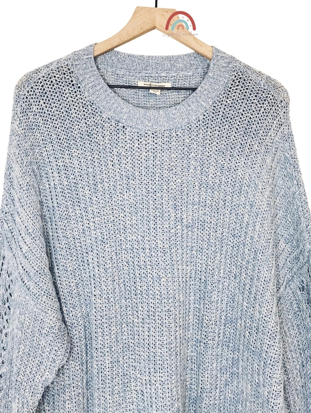 New! American Eagle Chunky Knit Oversized Longline Lattice Cozy Crewneck Sweater - Picture 5 of 10
